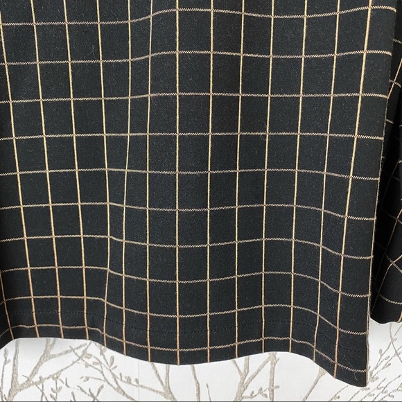 J. JILL Ponte Knit Black Tan Windowpane Grid Boat Neck Tunic Top Medium - Picture 8 of 12